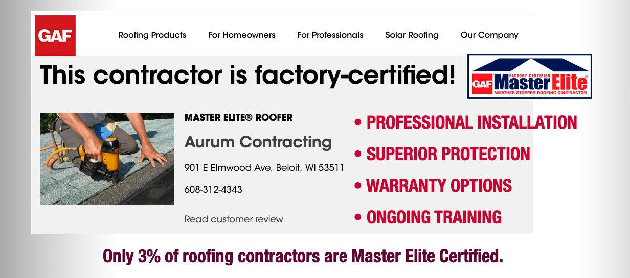 GAF This Contractor is Certified Master Elite