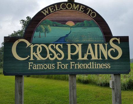 Cross Plains WI Welcome Sign